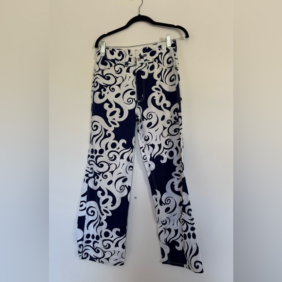 Vintage Misses Wrangler Paisley Stylish blue and White Patterned Jeans - Picture 1 of 9